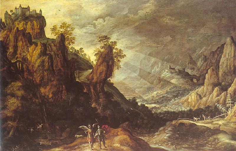 Kerstiaen de Keuninck Landscape with Tobias and the Angel Sweden oil painting art